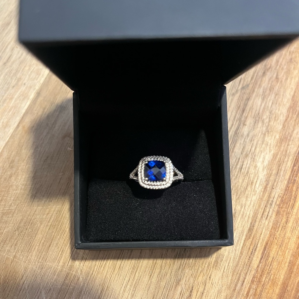 Sapphire Blue and Silver Ring